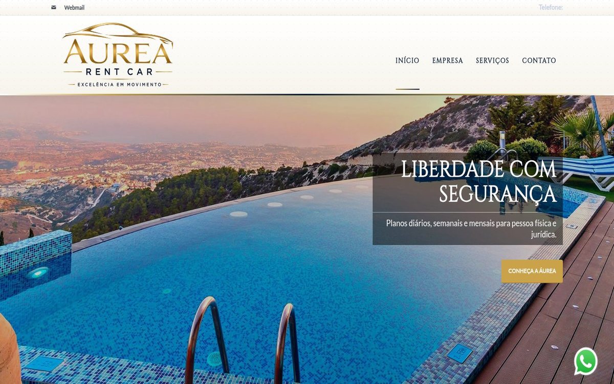 Site institucional da Áurea Rent a Car desenvolvido pela Aria Desenvolvimentos Web