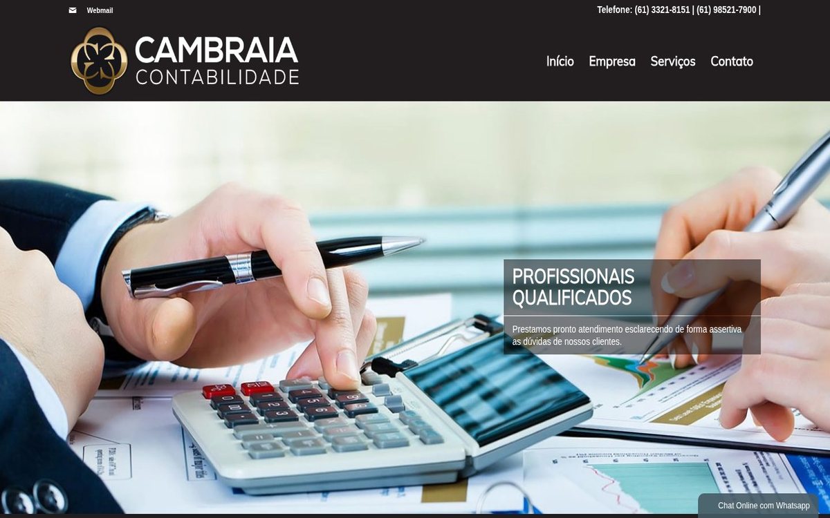 Site institucional da Cambraia Contabilidade desenvolvido pela Aria Desenvolvimentos Web