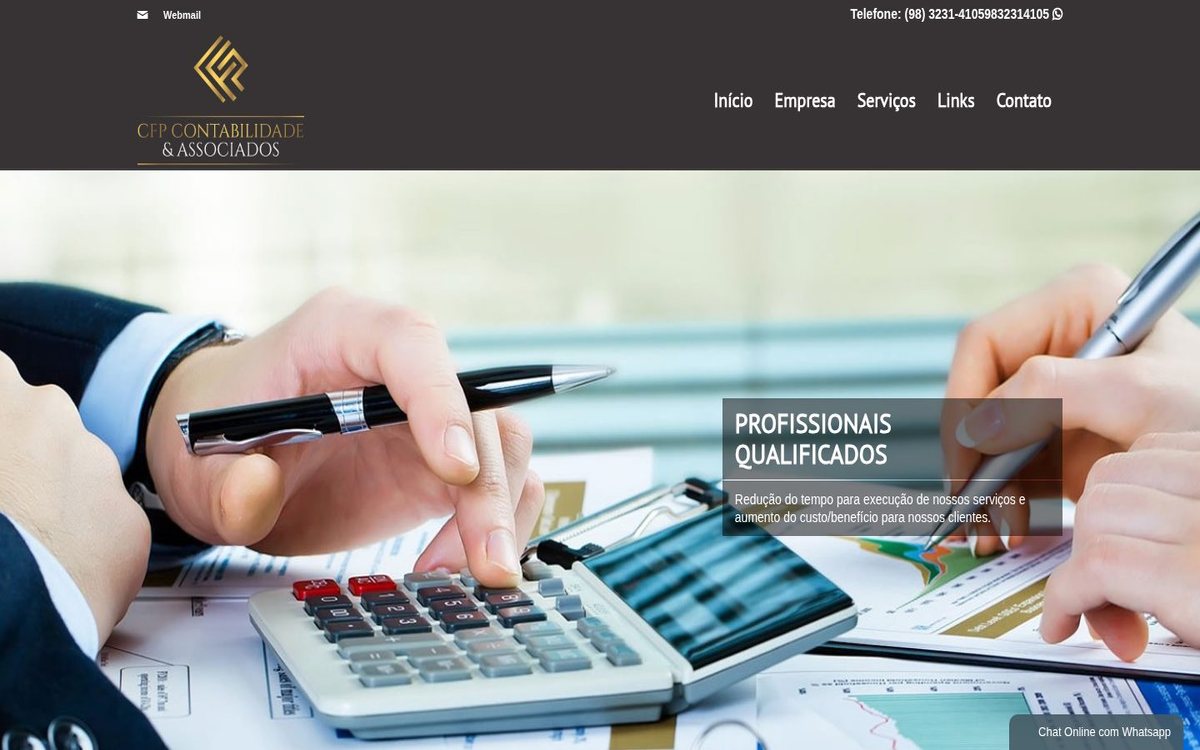 Site institucional da CFP Contabilidade desenvolvido pela Aria Desenvolvimentos Web