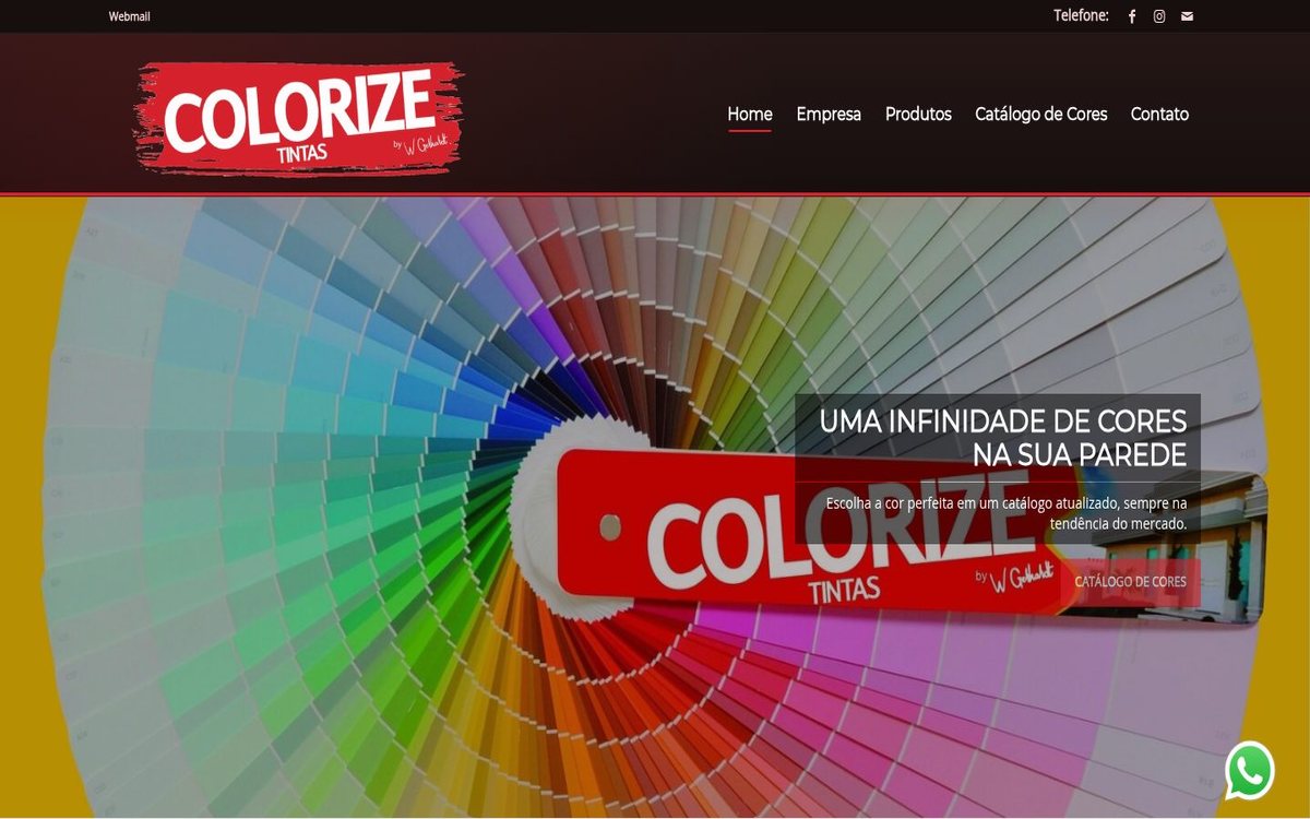 Site institucional da Tintas Colorize desenvolvido pela Aria Desenvolvimentos Web