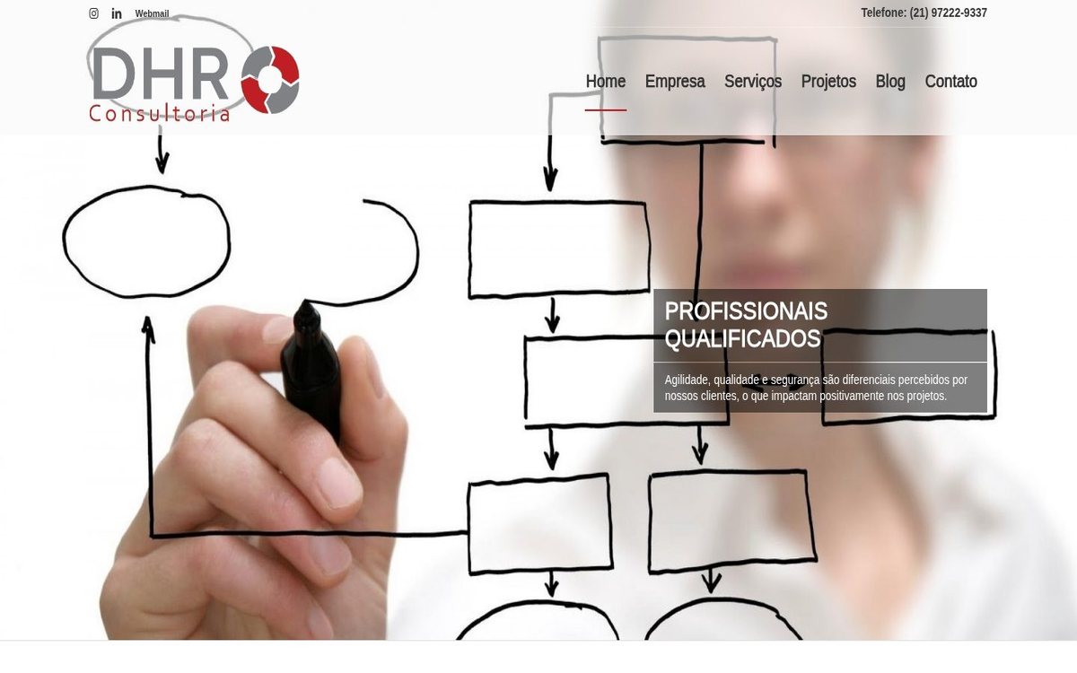 Site institucional da DHR Consultoria desenvolvido pela Aria Desenvolvimentos Web