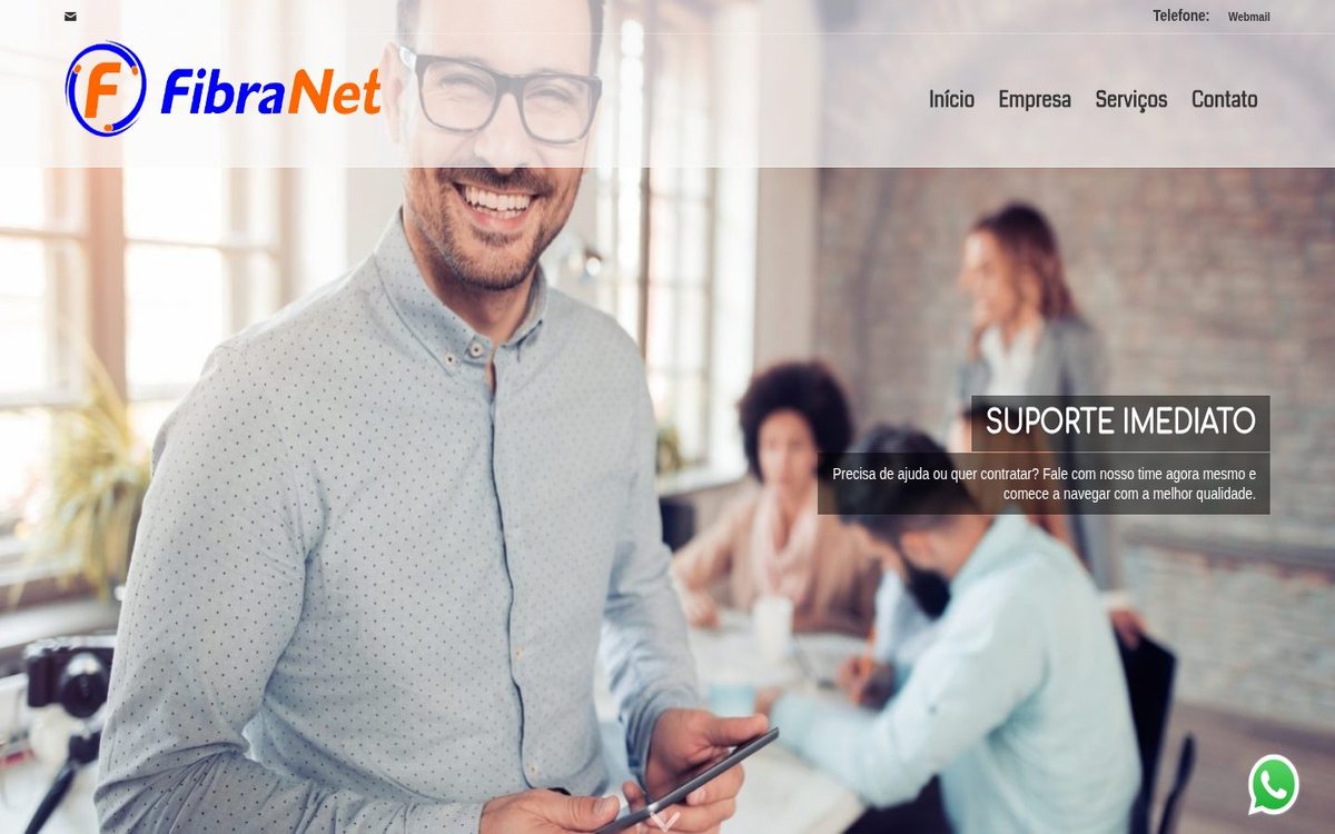 Site institucional da FibraNet desenvolvido pela Aria Desenvolvimentos Web