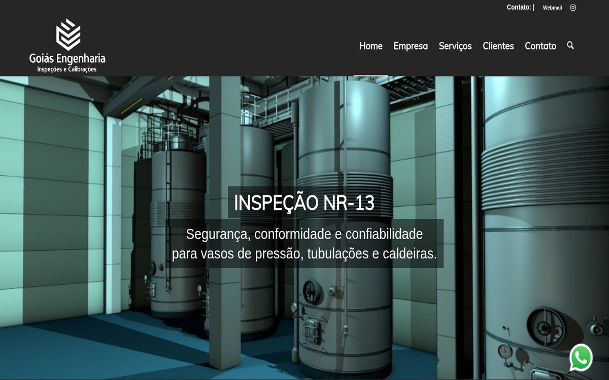 Site institucional da Goiás Engenharia desenvolvido pela Aria Desenvolvimentos Web
