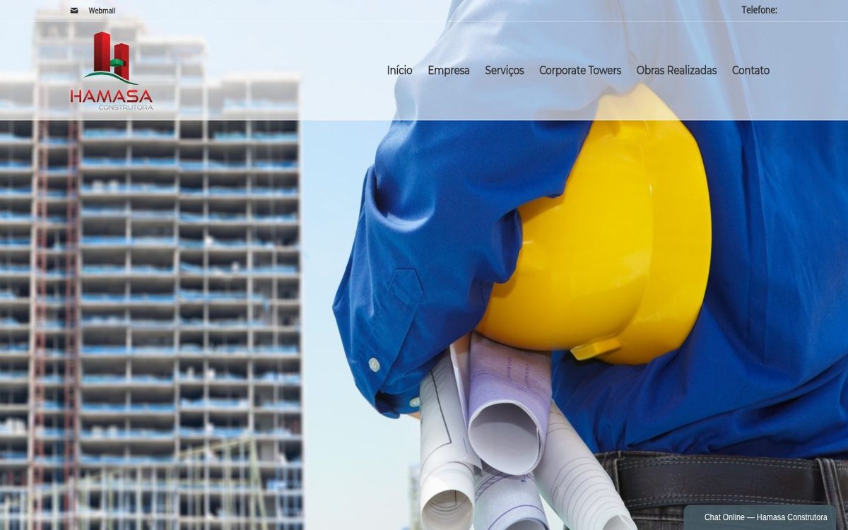 Site institucional da Hamasa Construtora desenvolvido pela Aria Desenvolvimentos Web