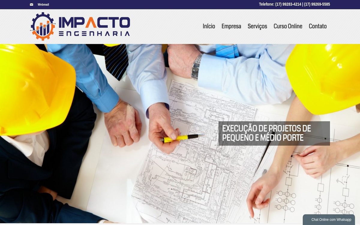 Site institucional da Impacto Engenharia desenvolvido pela Aria Desenvolvimentos Web