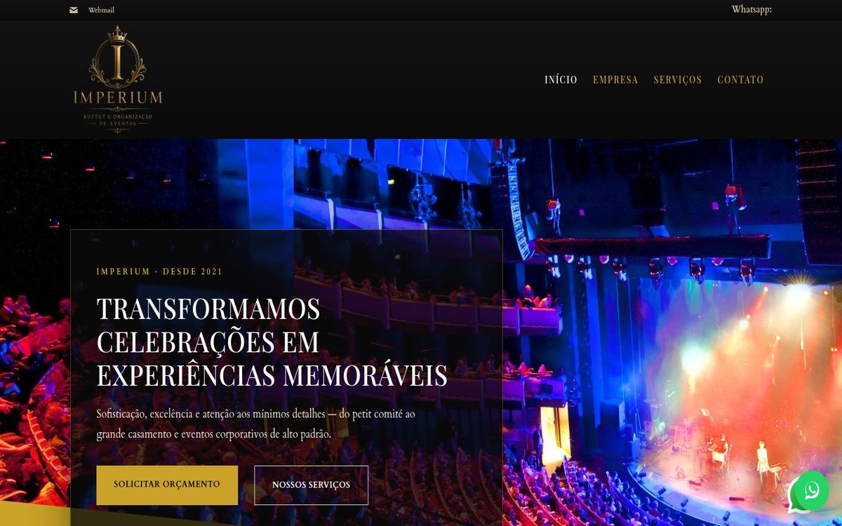Site institucional da Imperium Buffet desenvolvido pela Aria Desenvolvimentos Web
