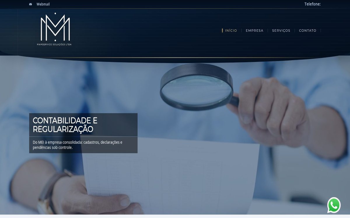 Site institucional da MamService desenvolvido pela Aria Desenvolvimentos Web