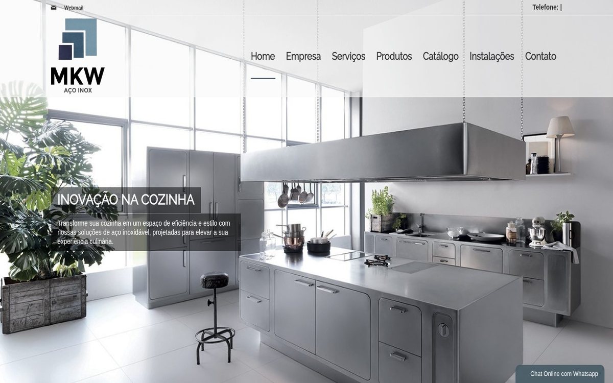 Site institucional da MKW Aço Inox desenvolvido pela Aria Desenvolvimentos Web