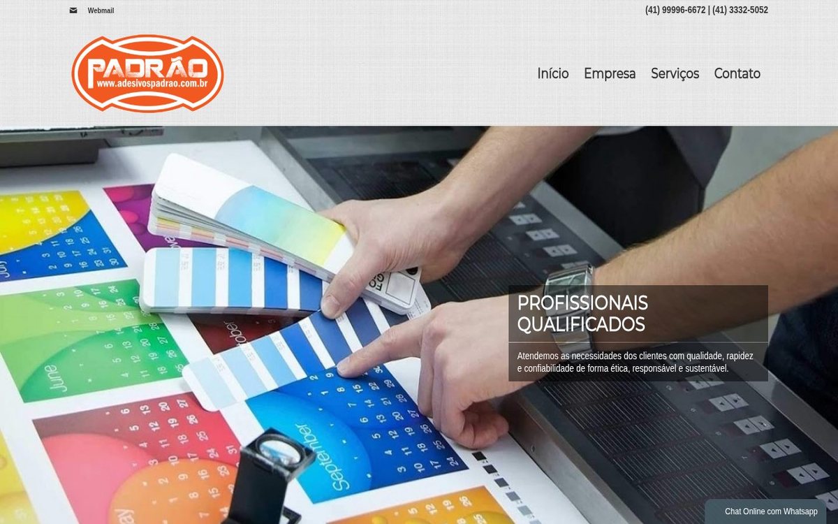 Site institucional da Padrão Adesivos desenvolvido pela Aria Desenvolvimentos Web