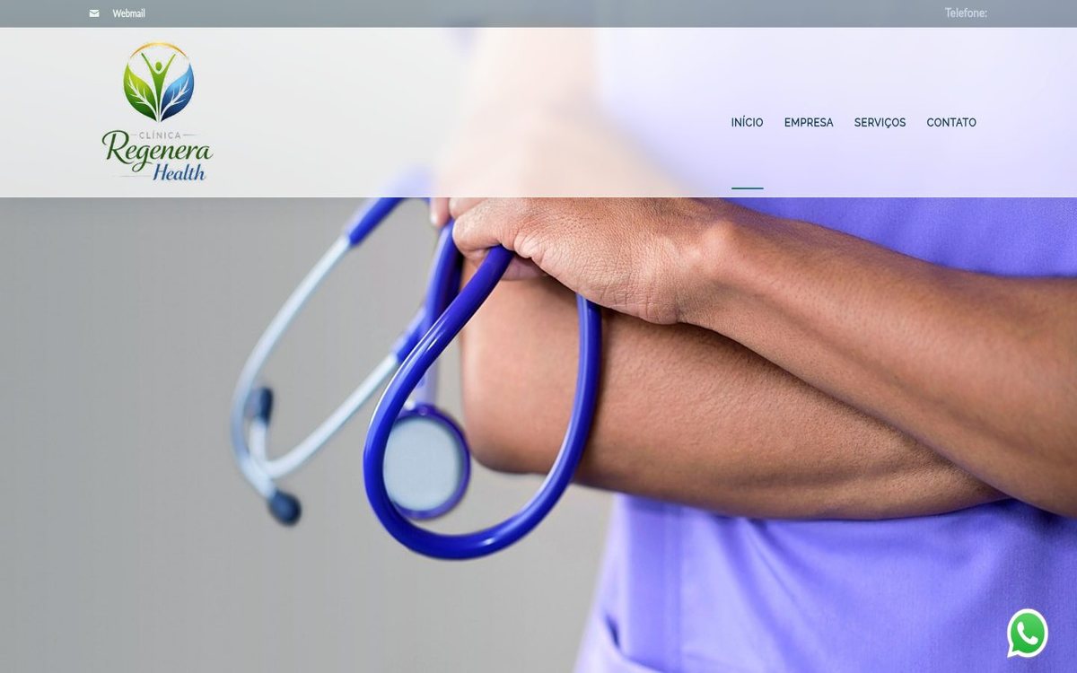 Site institucional da Clínica Regenera Health desenvolvido pela Aria Desenvolvimentos Web