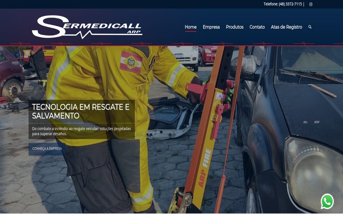 Site institucional da Sermedicall ARP desenvolvido pela Aria Desenvolvimentos Web